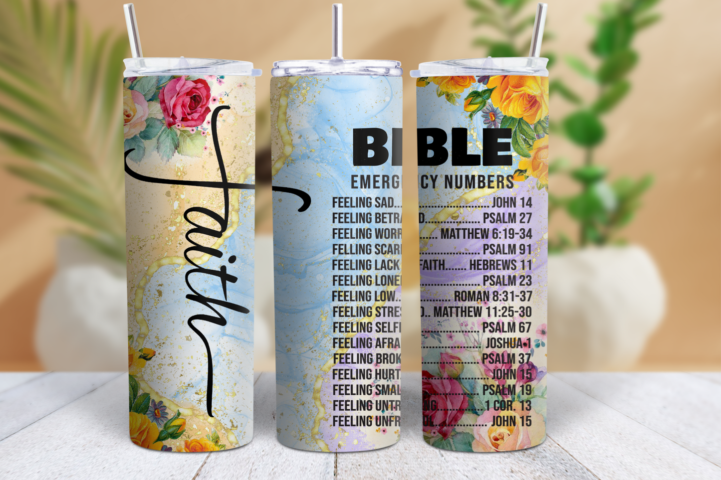 20oz Colorful Faith Bible Numbers Tumbler