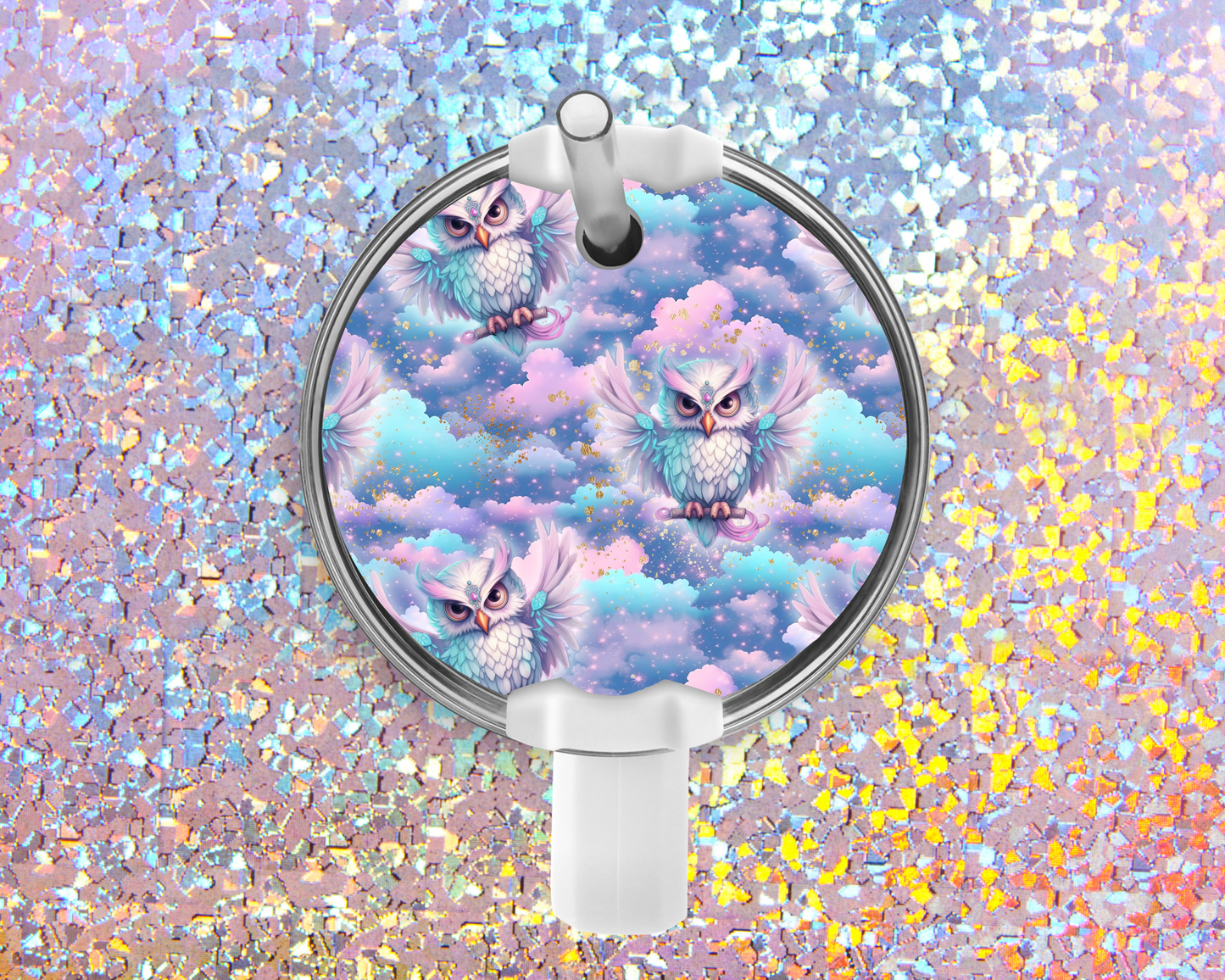 Rainbow Owls in Clouds Acrylic Stanley Tumbler Topper