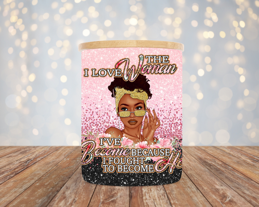 10oz Frosted I Love the Woman Candle/Candy Jar