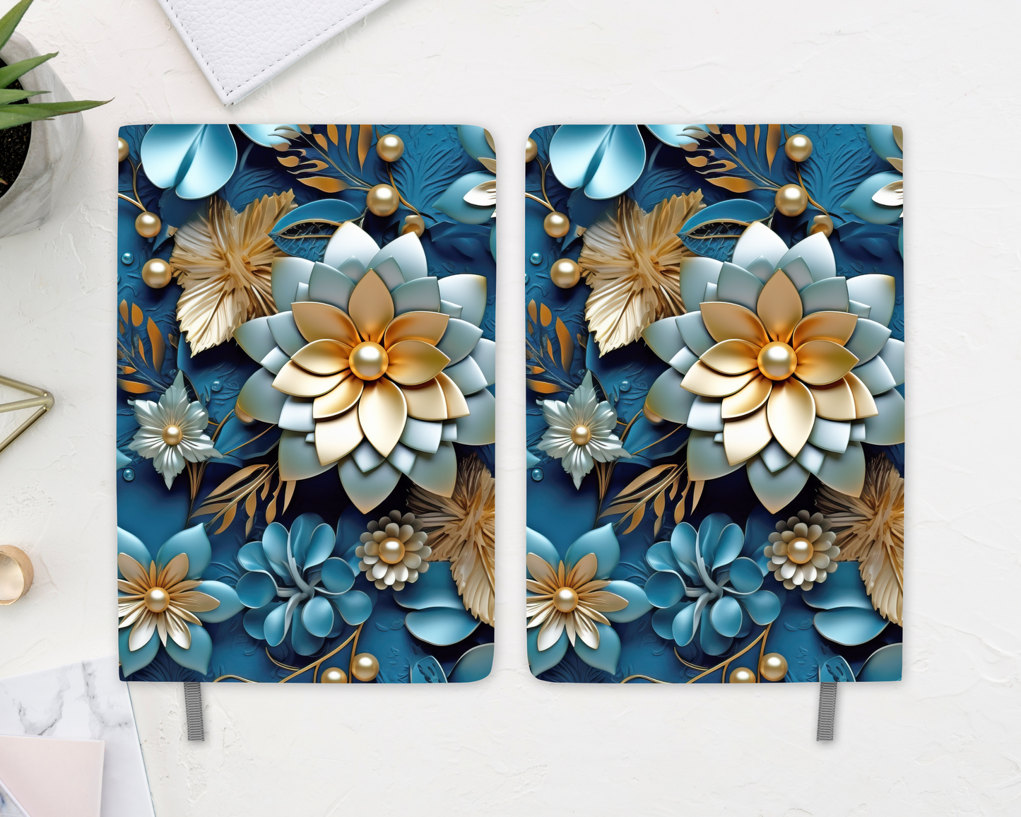 Royal Blue & Gold Luxe Floral Journal