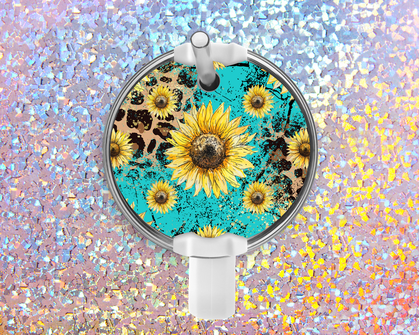 Sunflower Leopard Acrylic Stanley Tumbler Topper