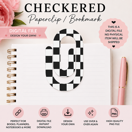 Checkered Paperclip Bookmark 3D Print File