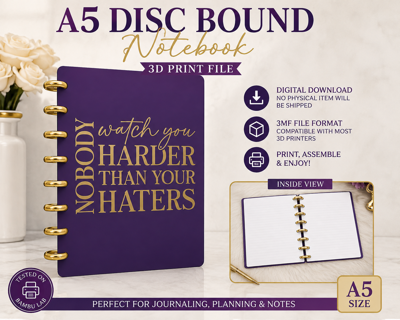 Nobody Watches You Harder Than Your Haters A5 Disc Bound Notebook