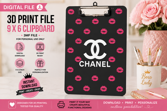 Luxury Designer-Inspired C3 9 x 6 Clipboard – 3MF Digital File