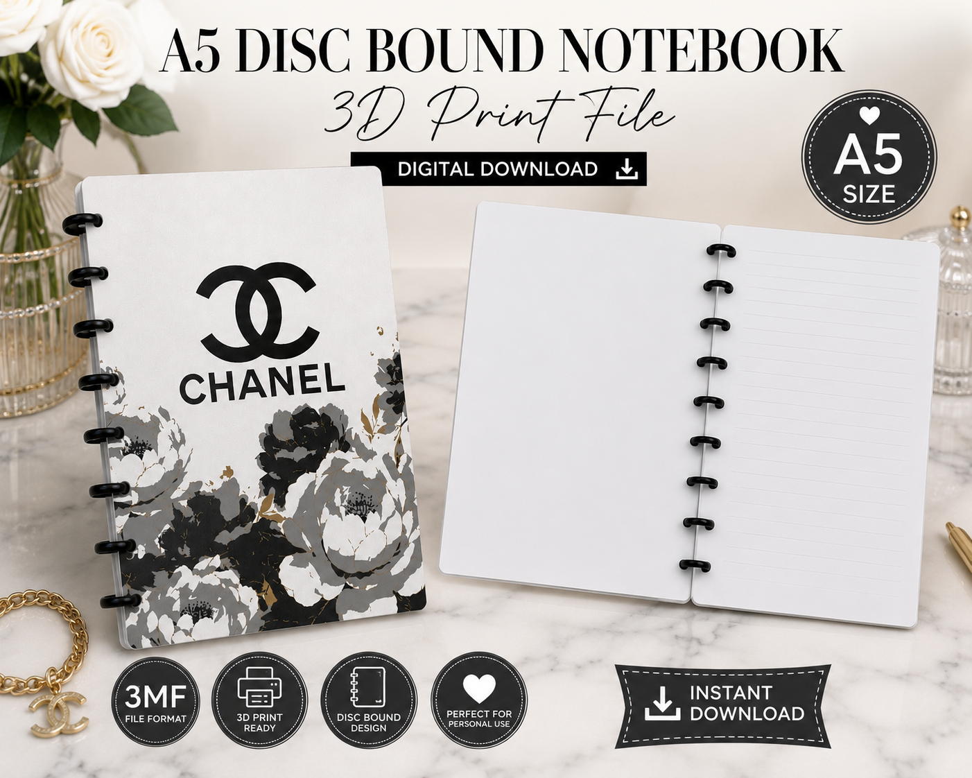 Luxury Designer-Inspired C2 A5 Disc Bound Notebook 3D Print File