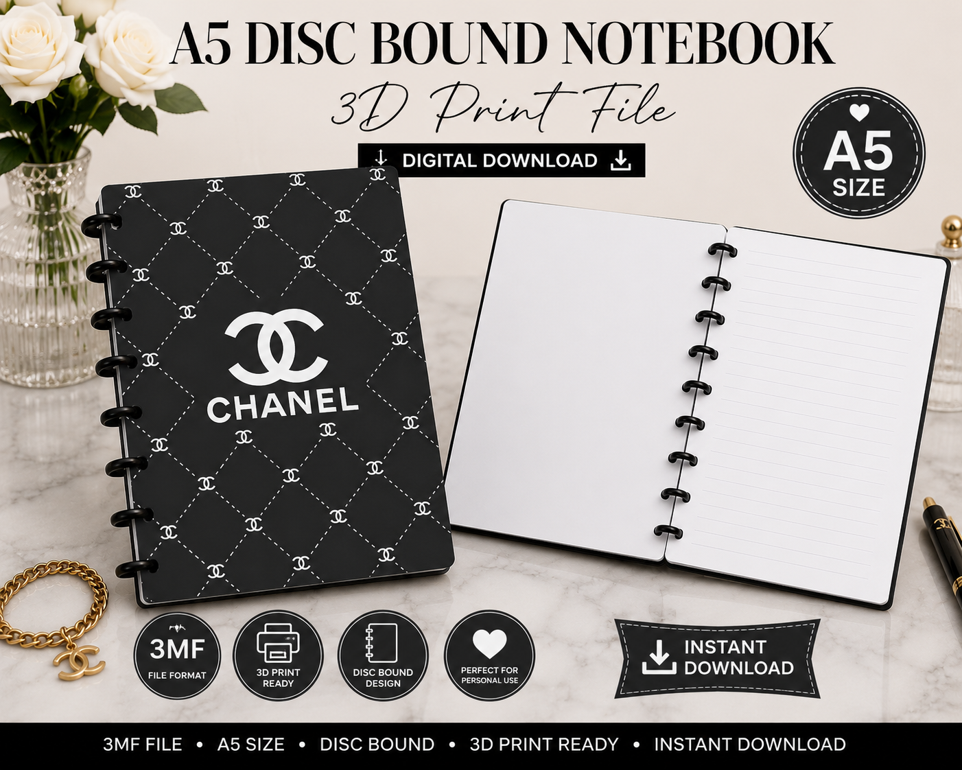 Luxury Designer-Inspired C1 A5 Disc Bound Notebook 3D Print File