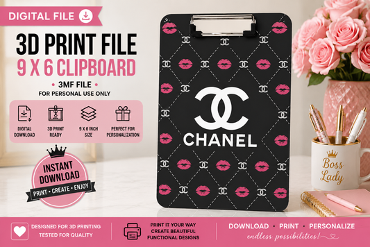 Luxury Designer-Inspired C4 9 x 6 Clipboard – 3MF Digital File
