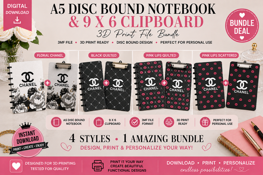 Luxury Designer-Inspired A5 Disc Bound Notebook & 9x6 Clipboard Bundle