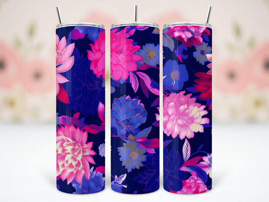 20oz Purple/Pink Flowers Tumbler