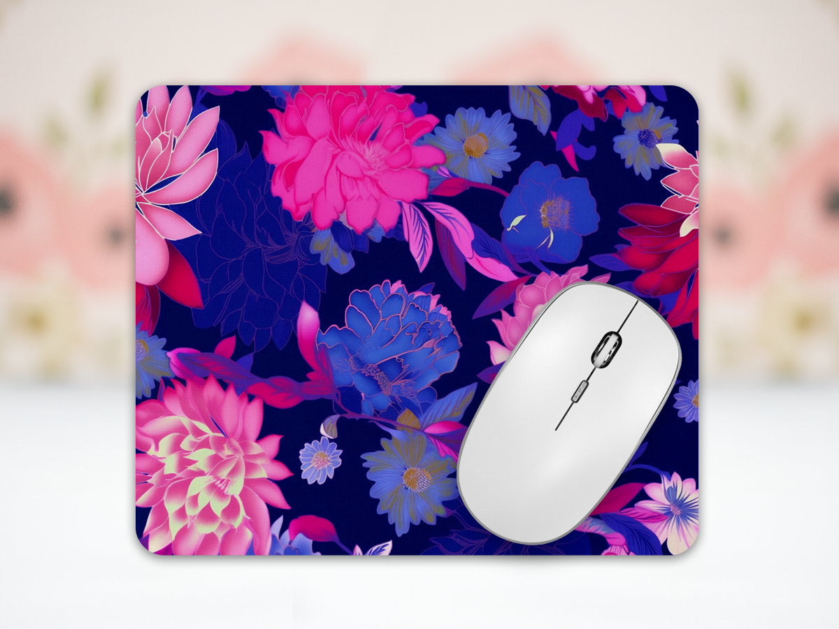 Purple/Pink Flowers Neoprene Mousepad