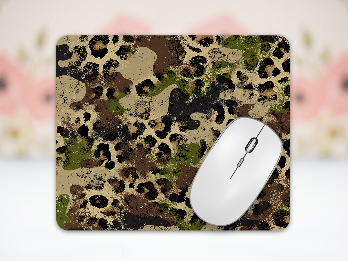 Rustic Camo Leopard Neoprene Mousepad