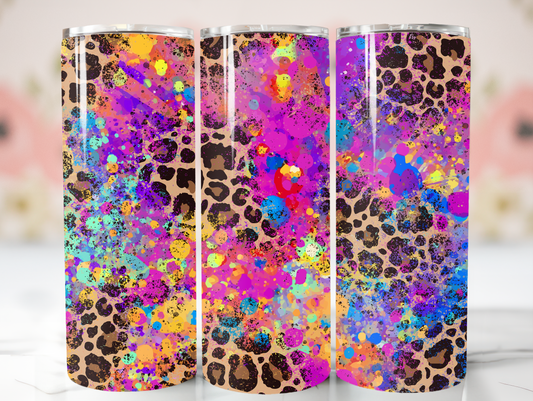 Colorful Leopard Tumbler/Car Coaster(2) Bundle