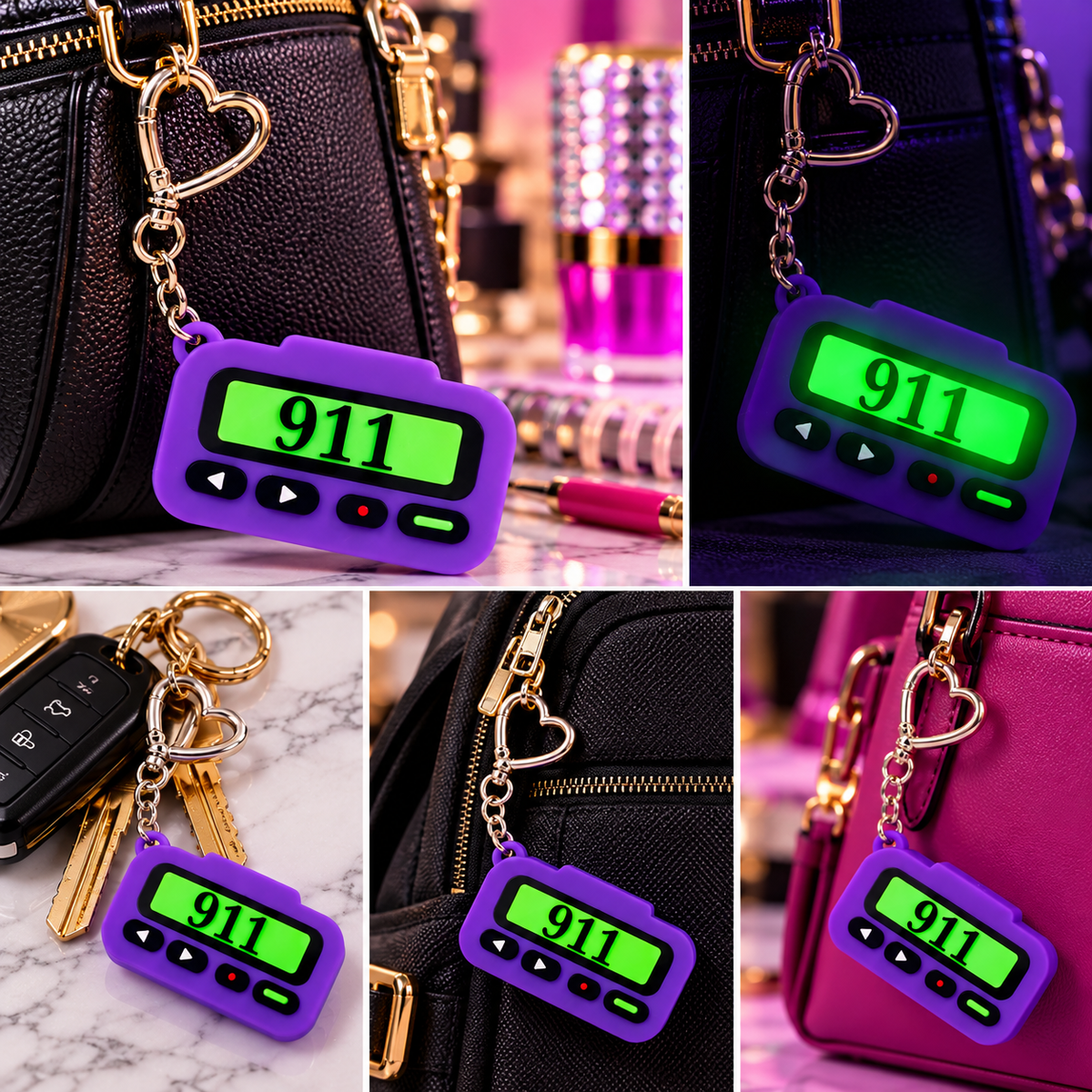 Custom Retro Pager Bag Charm & Keychain | Personalized Name or Numbers | 3D Printed Beeper Keychain