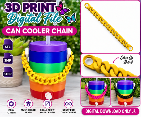 Can Cooler Chain 3D Print File | Decorative Chain Accessory | 3MF Digital Download