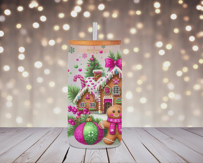 Gingerbread Wonderland Glass Can