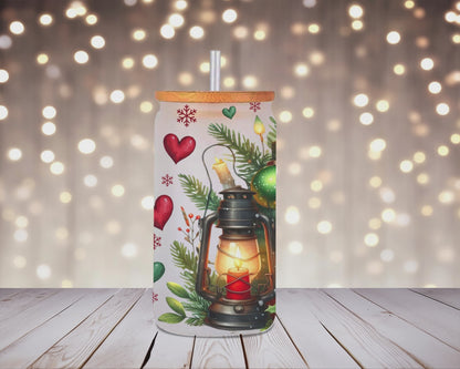 All Booked for Christmas Glass Can