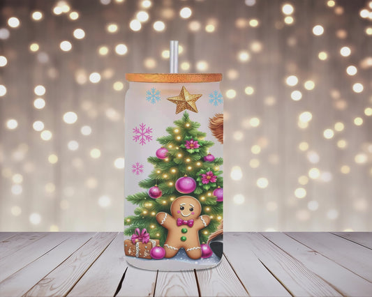 Holiday Friends Frosted Glass Can