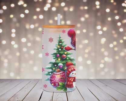 Snowy Sips Christmas Cheer Glass Can
