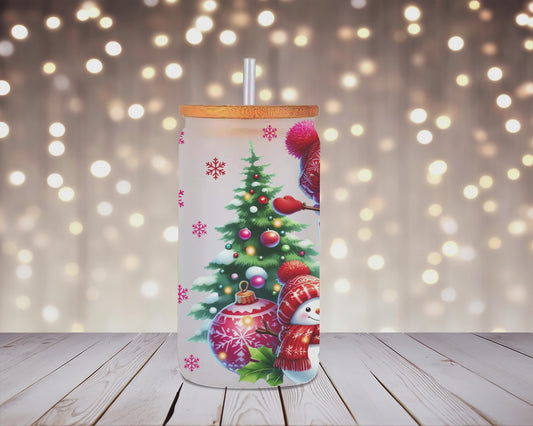 Snowy Sips Christmas Cheer Glass Can