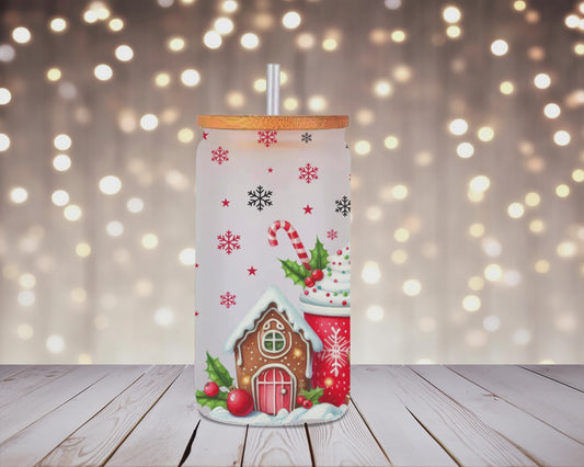 Merry Gingerbread Wonderland Glass Can