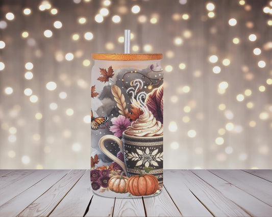 Cozy Sweater Weather Fall Glass Can